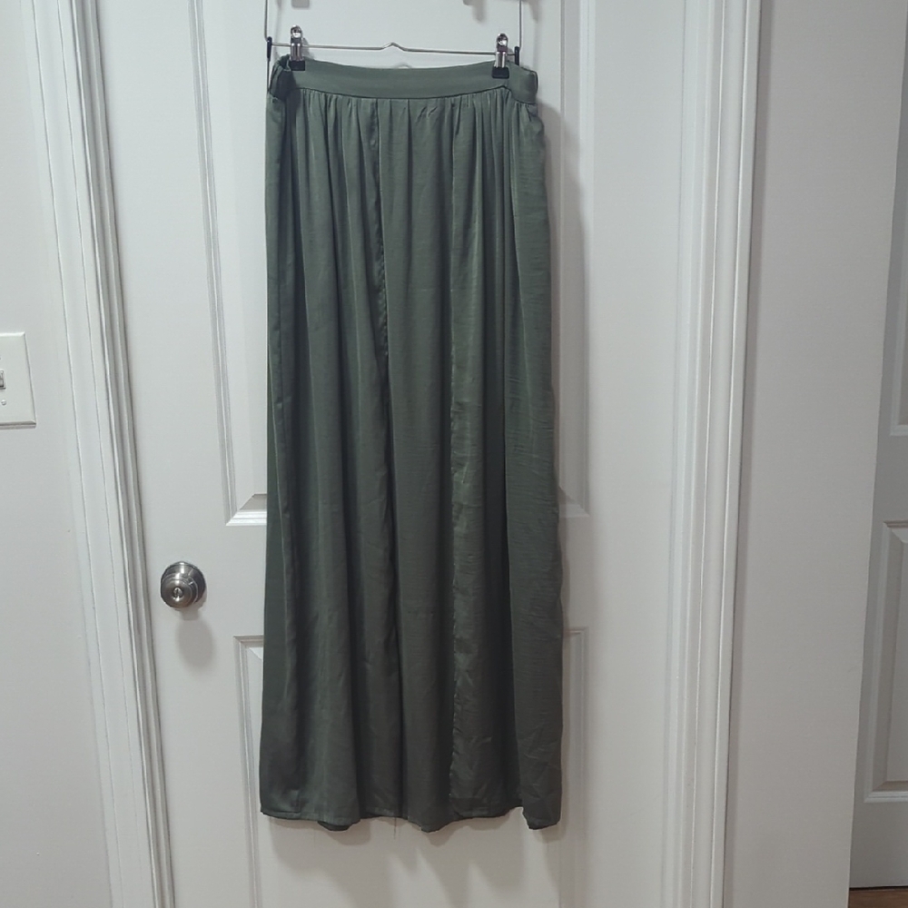 Olive Green Floor-Length Skirt With Slits